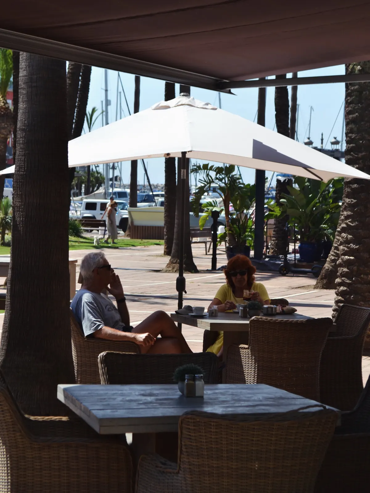 Boats and masts in Puerto Sotogrande seen from the terrace